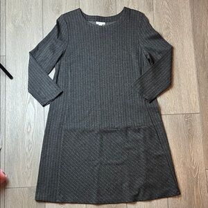 J. Jill Charcoal Pinstripe dress grey woman size medium petite